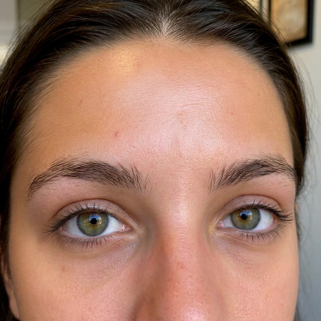 Unshaped natural brows before a brow lamination and tint treatment